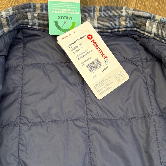 Marmot Men's Lanigan Arctic Navy Plaid Flannel Chore Coat—L - Picture 11 of 12